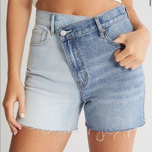 Two tone asymmetrical shorts